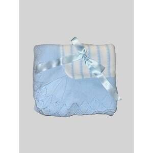 NEW JULIANA baby striped blanket in light blue with white